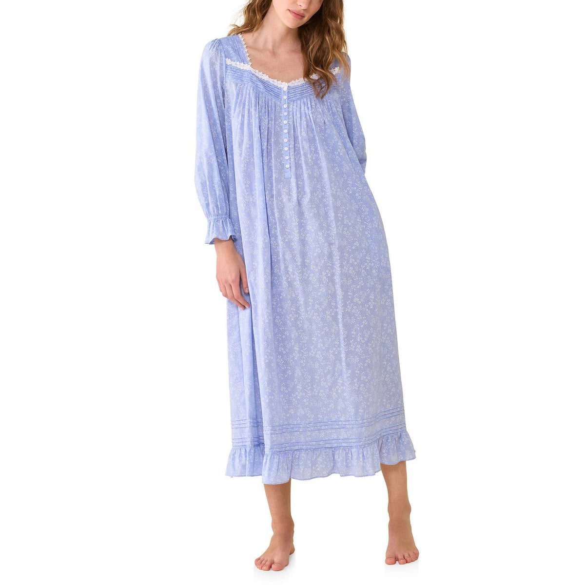 Eileen West Cotton Yarn Dyed Chambray 50" Ballet L/S Nightgown