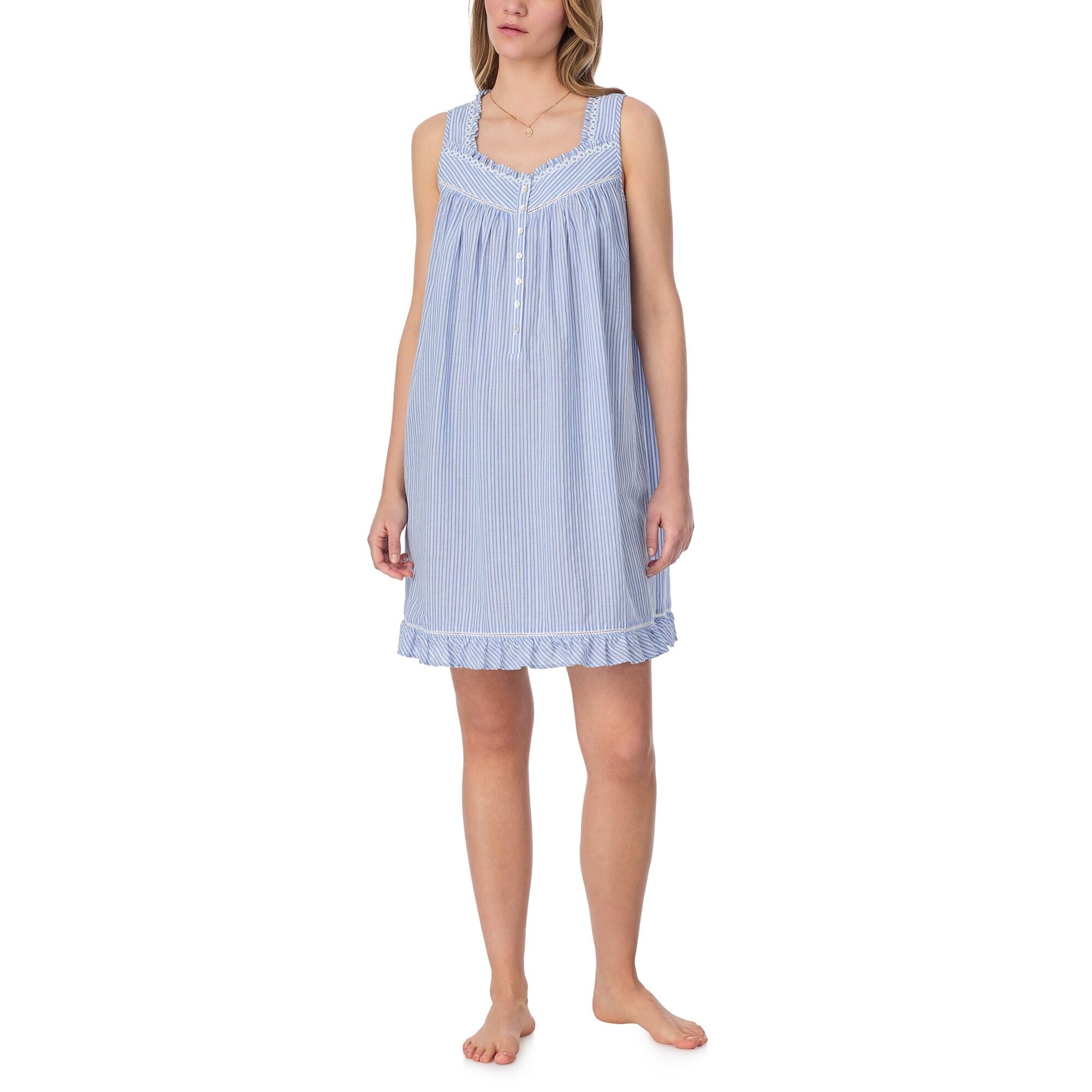 Eileen West 36" Iconic Blue Stripe Cotton Dobby Yarndye Chemise