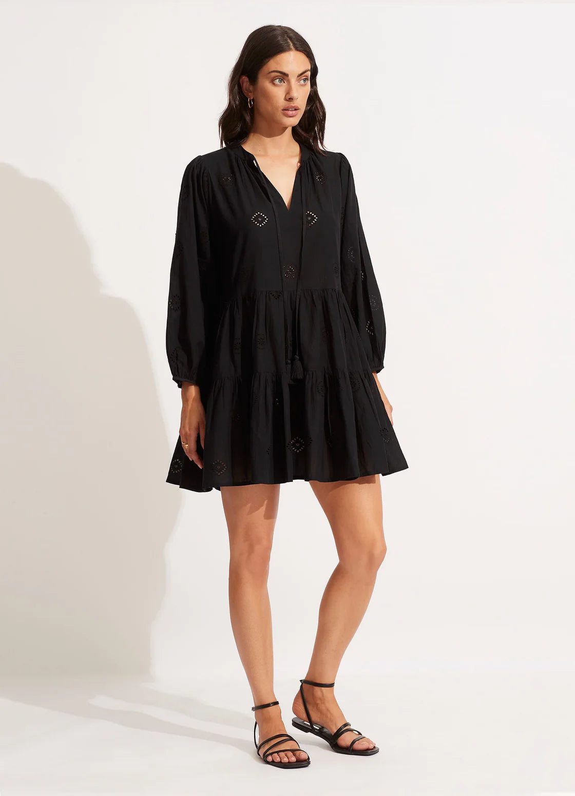 Seafolly Beach Edit Embroidery Tiered Mini Dress