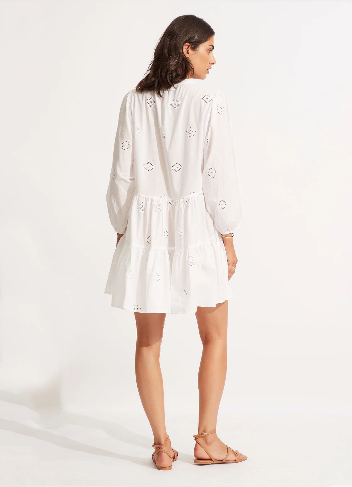 Seafolly Beach Edit Embroidery Tiered Mini Dress