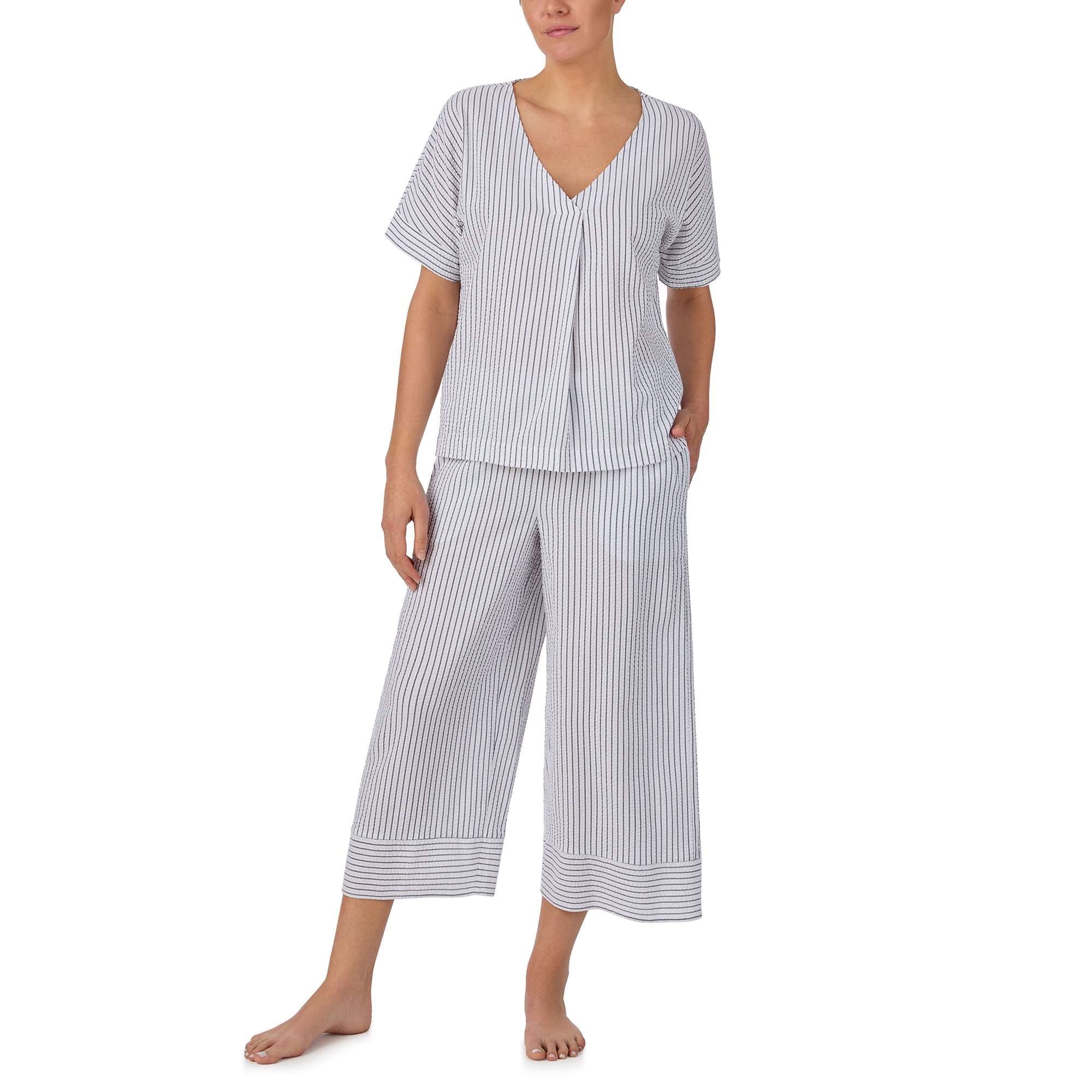 Donna Karan Sleep Striped Skies Dolman Top & Crop Pant PJ Set