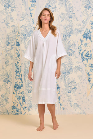 Eileen West The "Lana" White Crinkle Gauze Classic Caftan