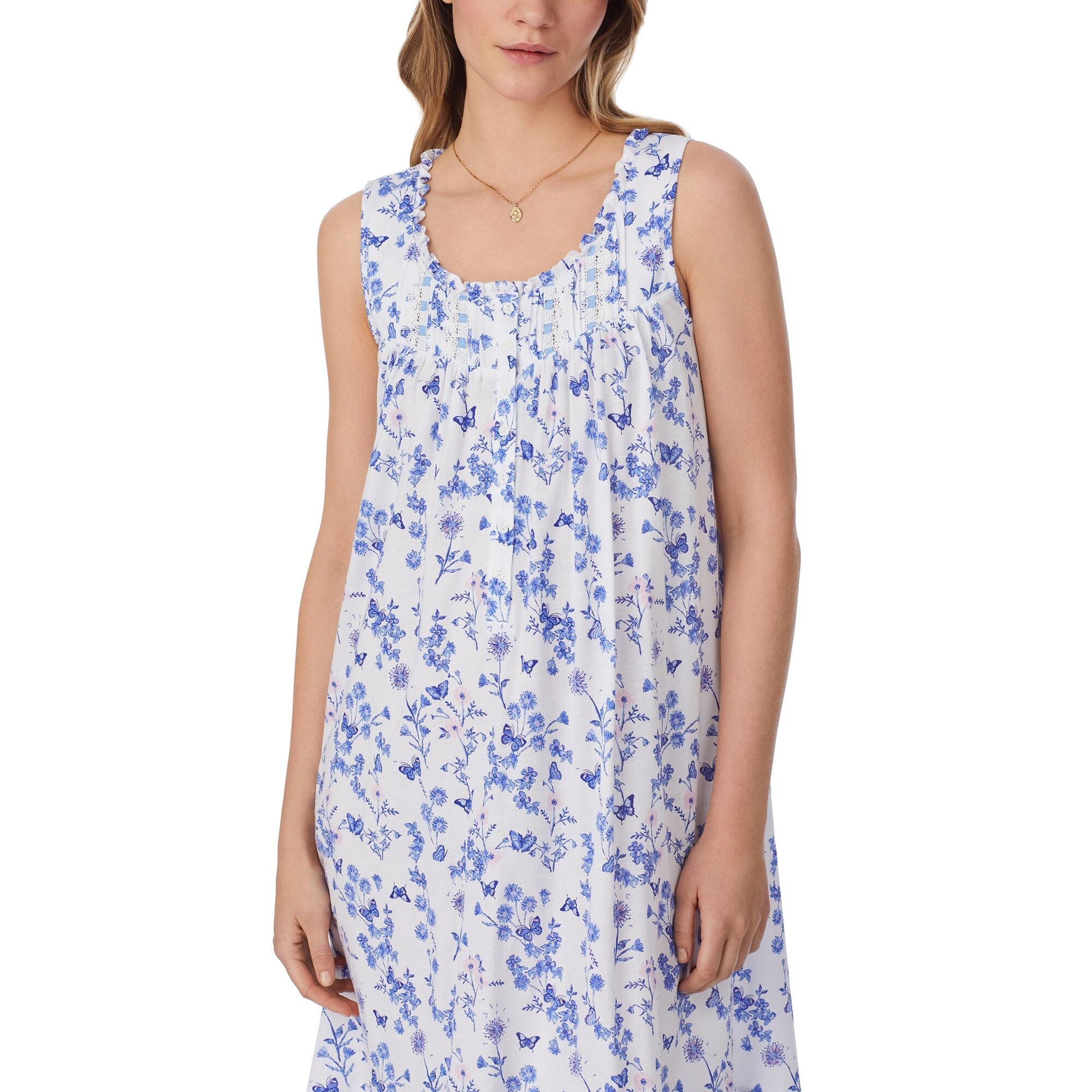 Eileen West 36" Butterfly Garden Cotton Modal Knit Chemise