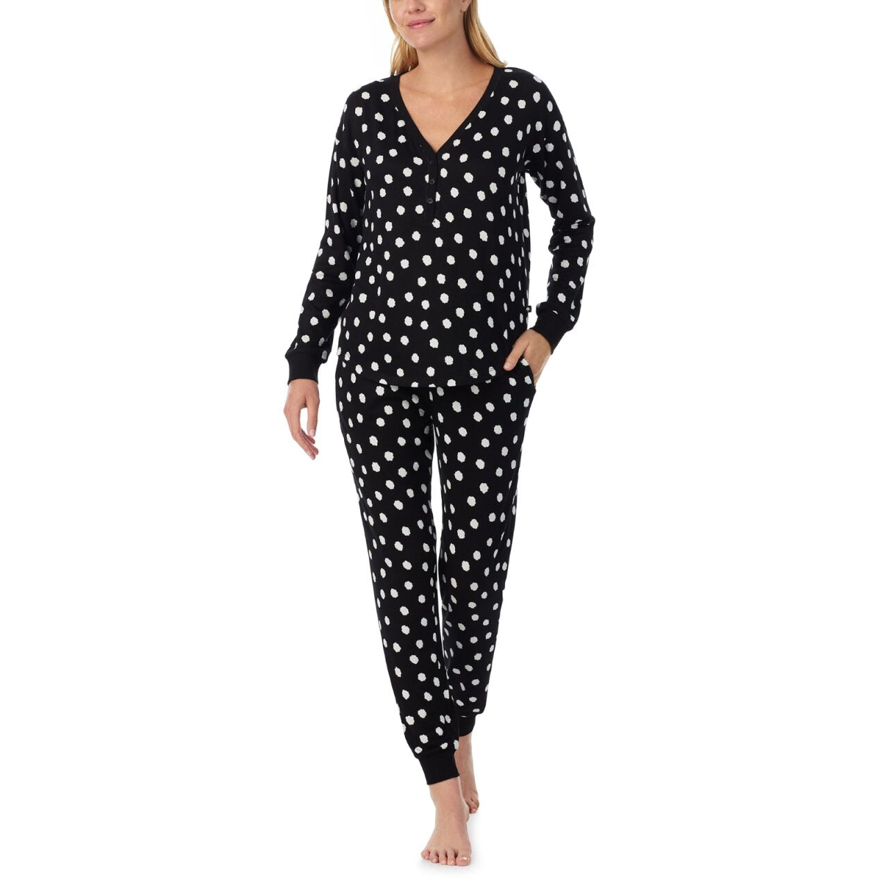 Kate Spade Dotted L/S Henley Jogger PJ Set