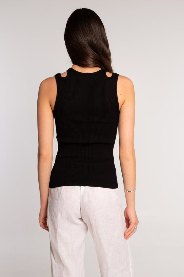 Cotton tank with shoulder cutouts