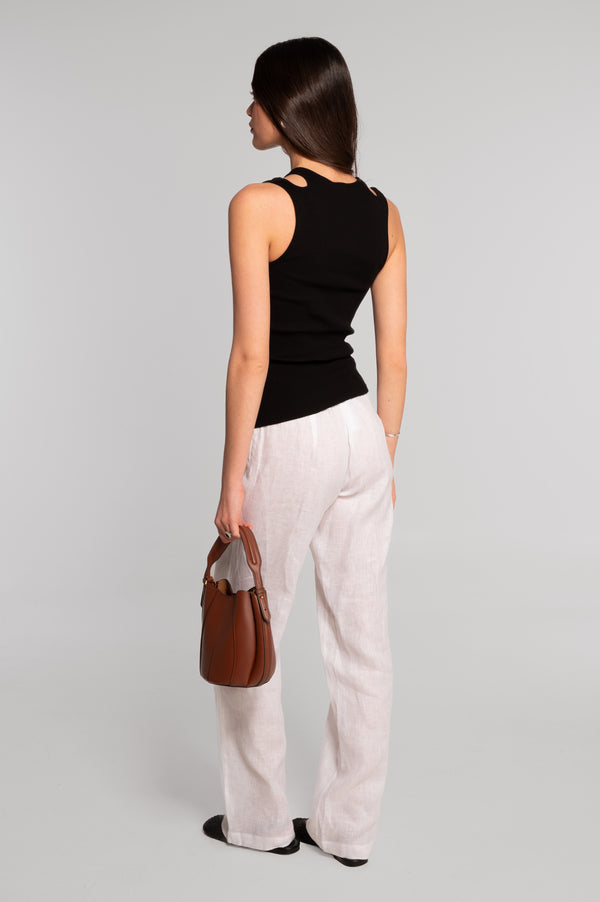 Ribbed cotton sleeveless blouse
