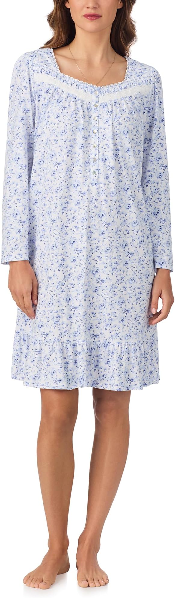 Eileen West Cotton Peached Jersey Knit 38" Short L/S Nightgown