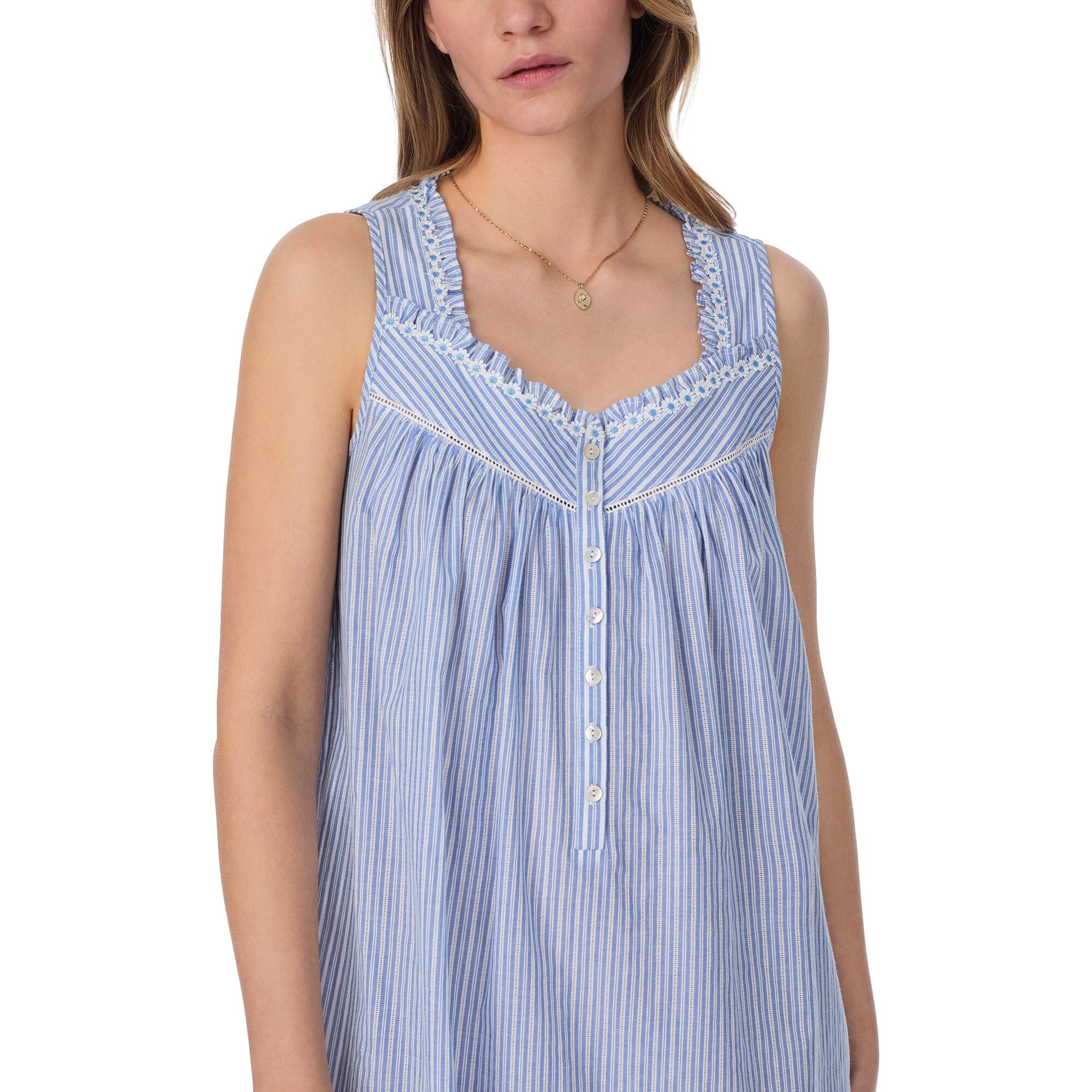 Eileen West 36" Iconic Blue Stripe Cotton Dobby Yarndye Chemise
