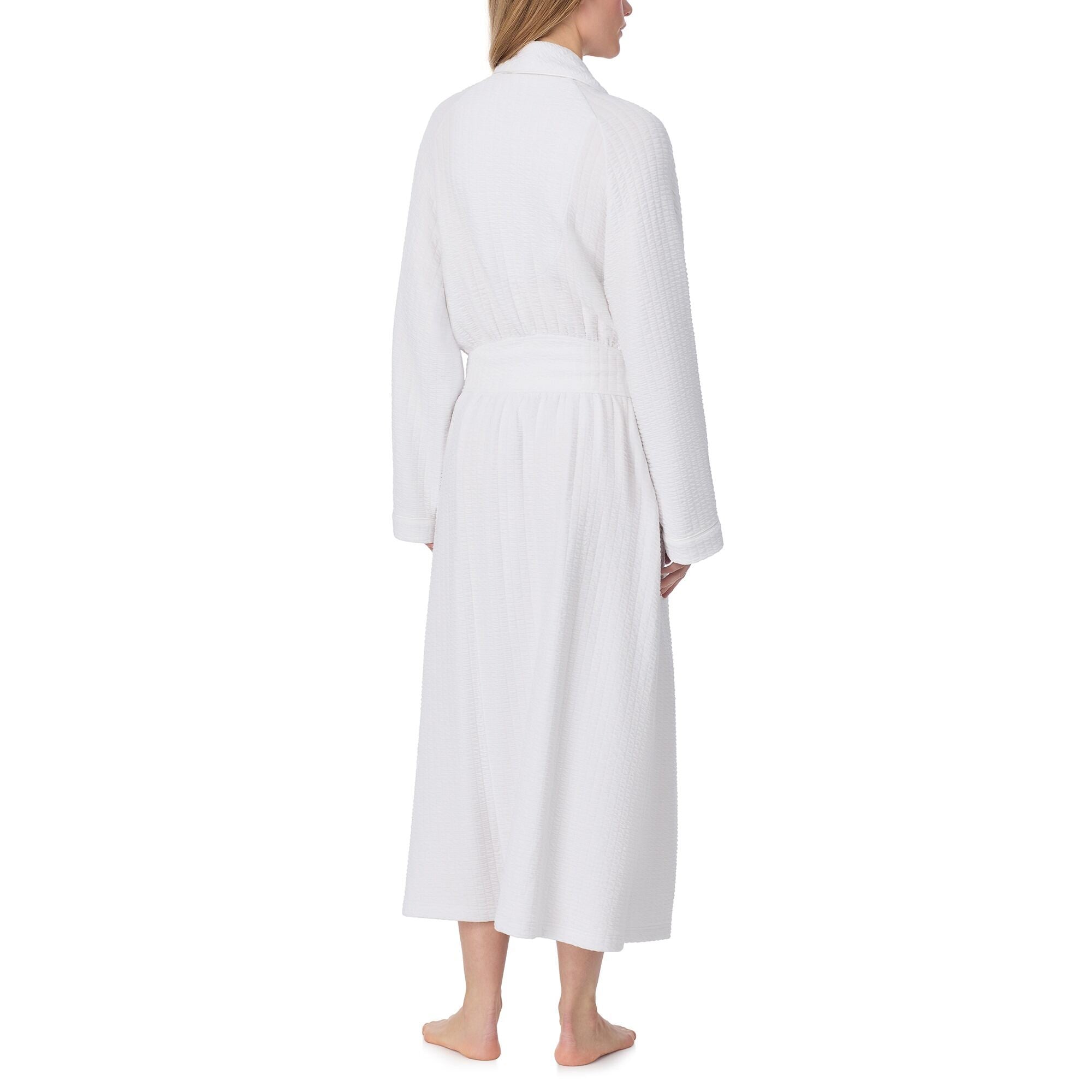 Eileen West 50" Silky Cotton Waffle Knit Long Wrap Robe