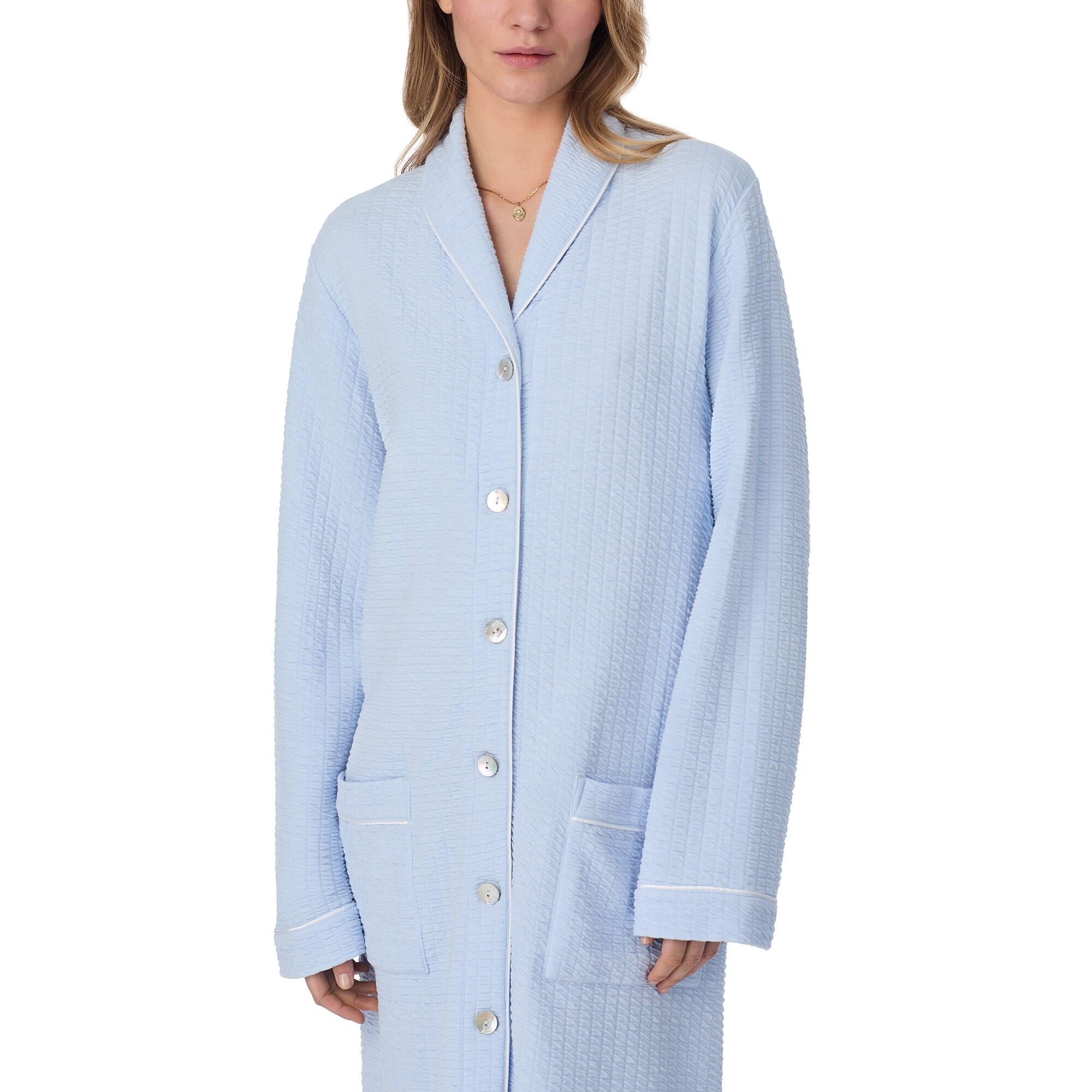 Eileen West 42" Silky Cotton Waffle Knit Waltz Button Robe