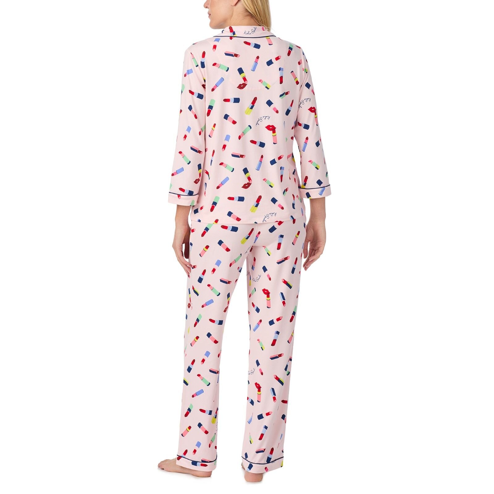 Kate Spade Brushed Jersey 3/4/S Notch Long PJ Set