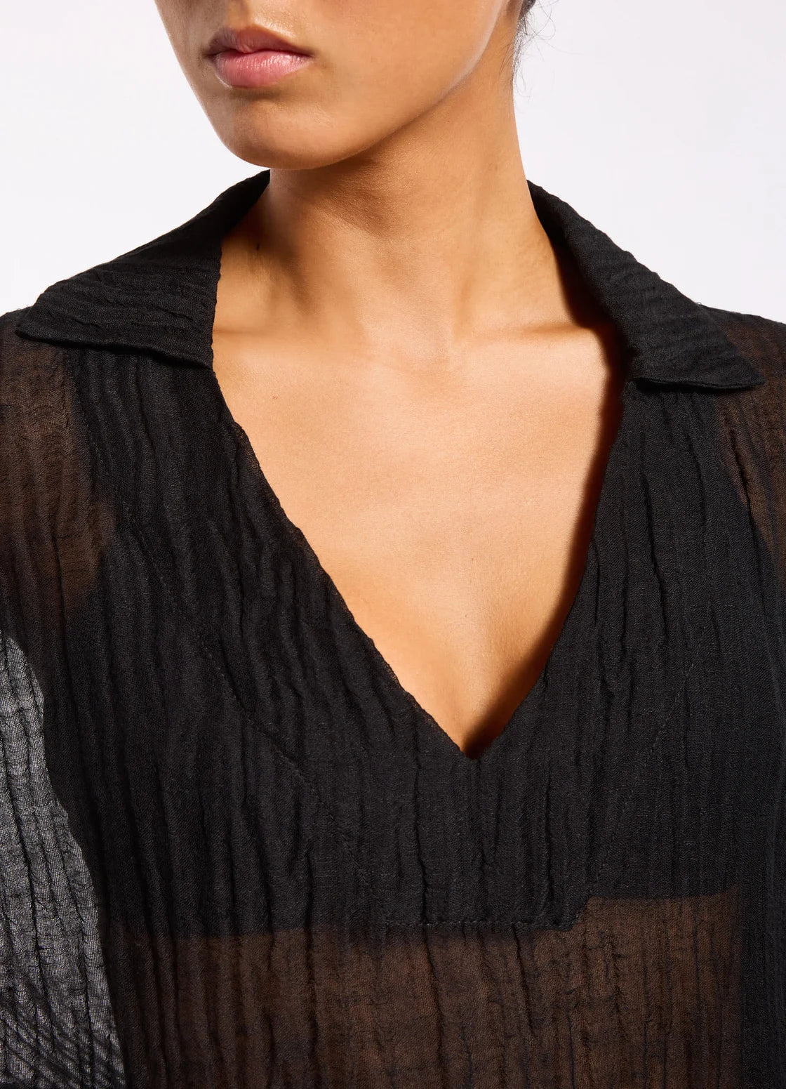 Jets Swim Wave Gauze Sheer Mini Cover Up Tunic
