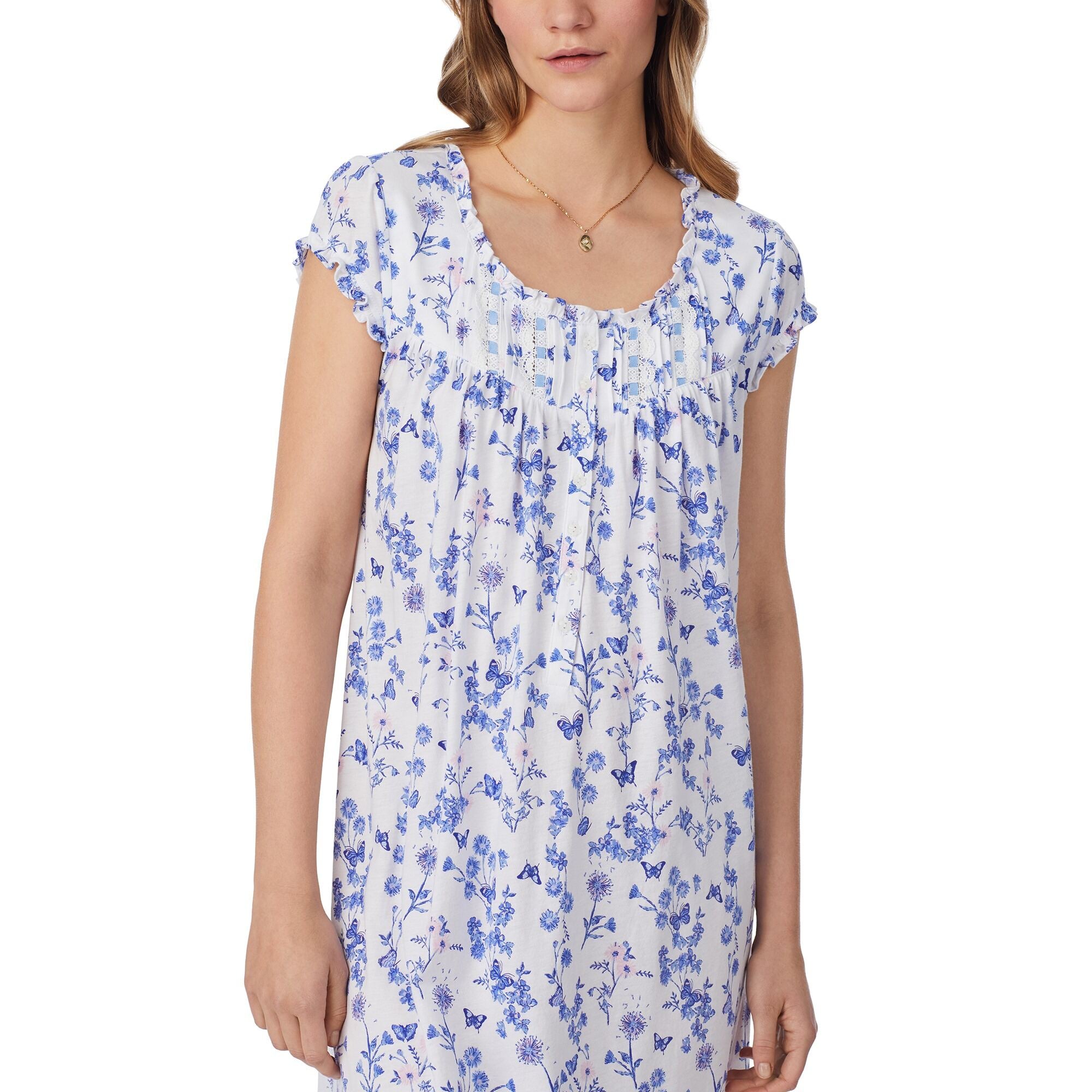 Eileen West 42" Butterfly Garden Cotton Modal Knit Waltz Nightgown
