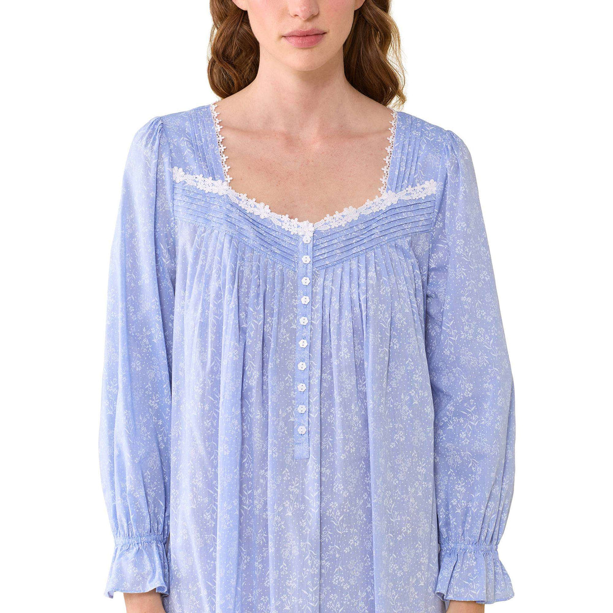 Eileen West Cotton Yarn Dyed Chambray 50" Ballet L/S Nightgown