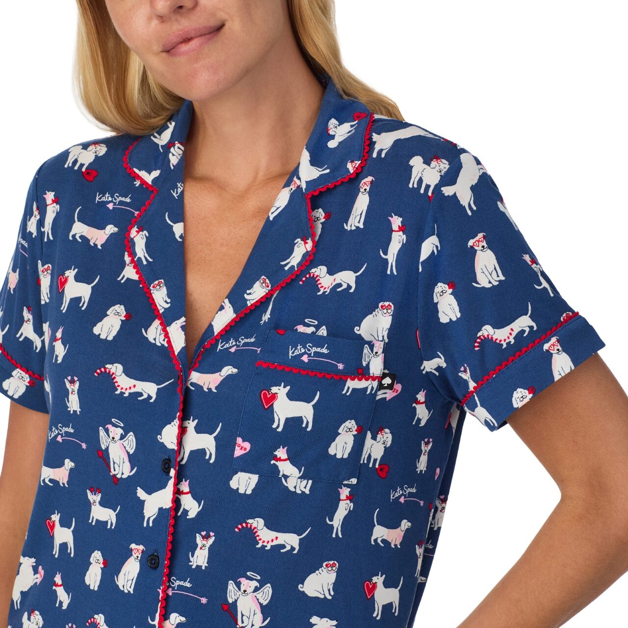 Kate Spade Short Sleeve Notch Short PJ Set