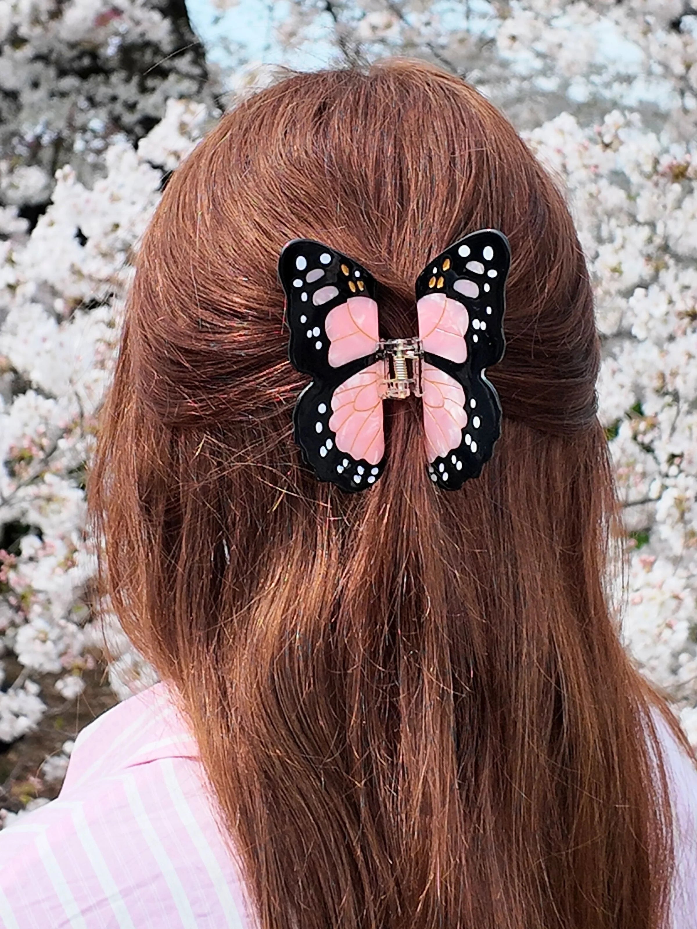 Solar Eclipse Hand Painted Monach Butterfly Claw Hair Clip