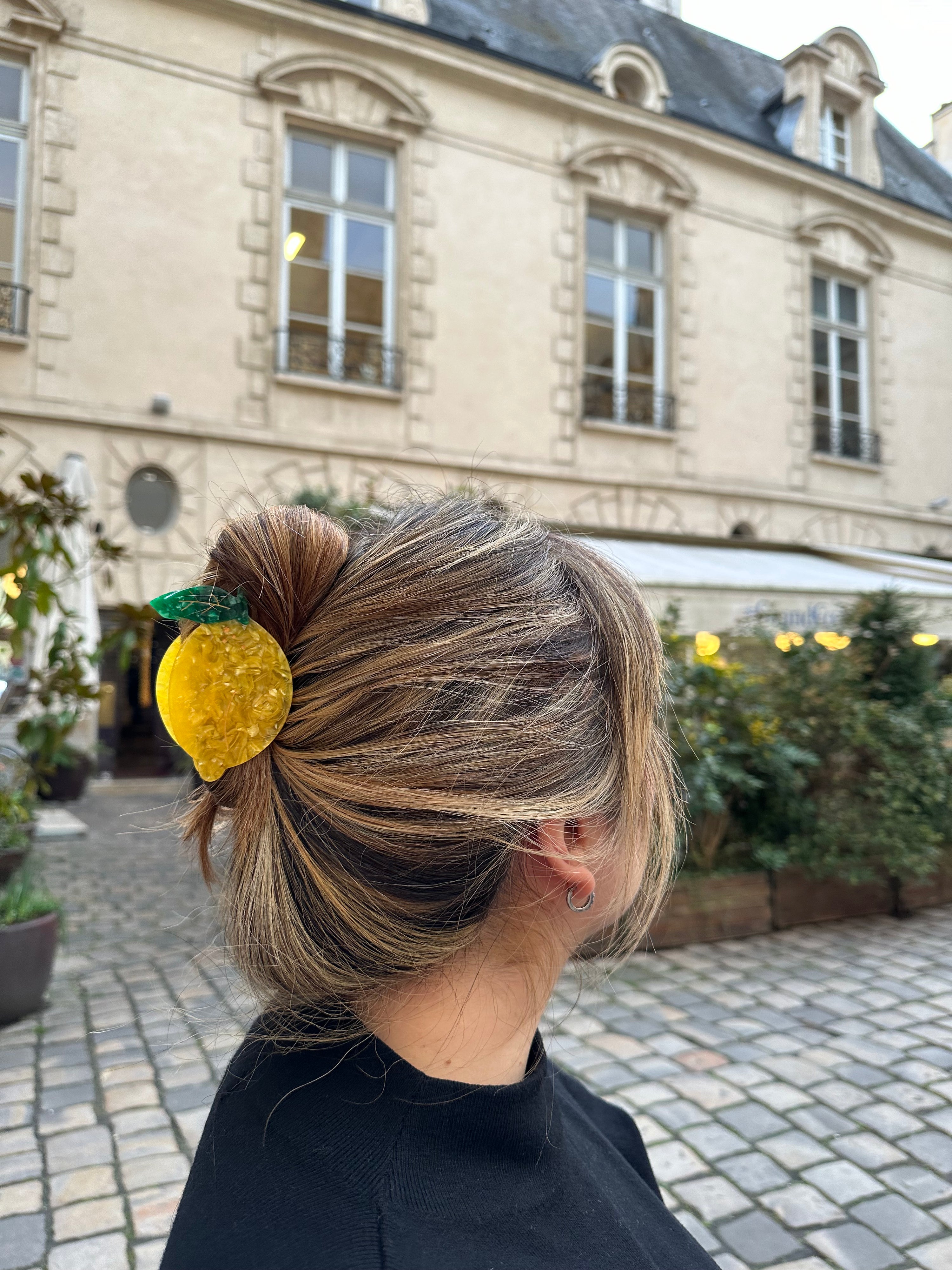 Solar Eclipse Hand-Painted Lemon Fruit Claw Hair Clip