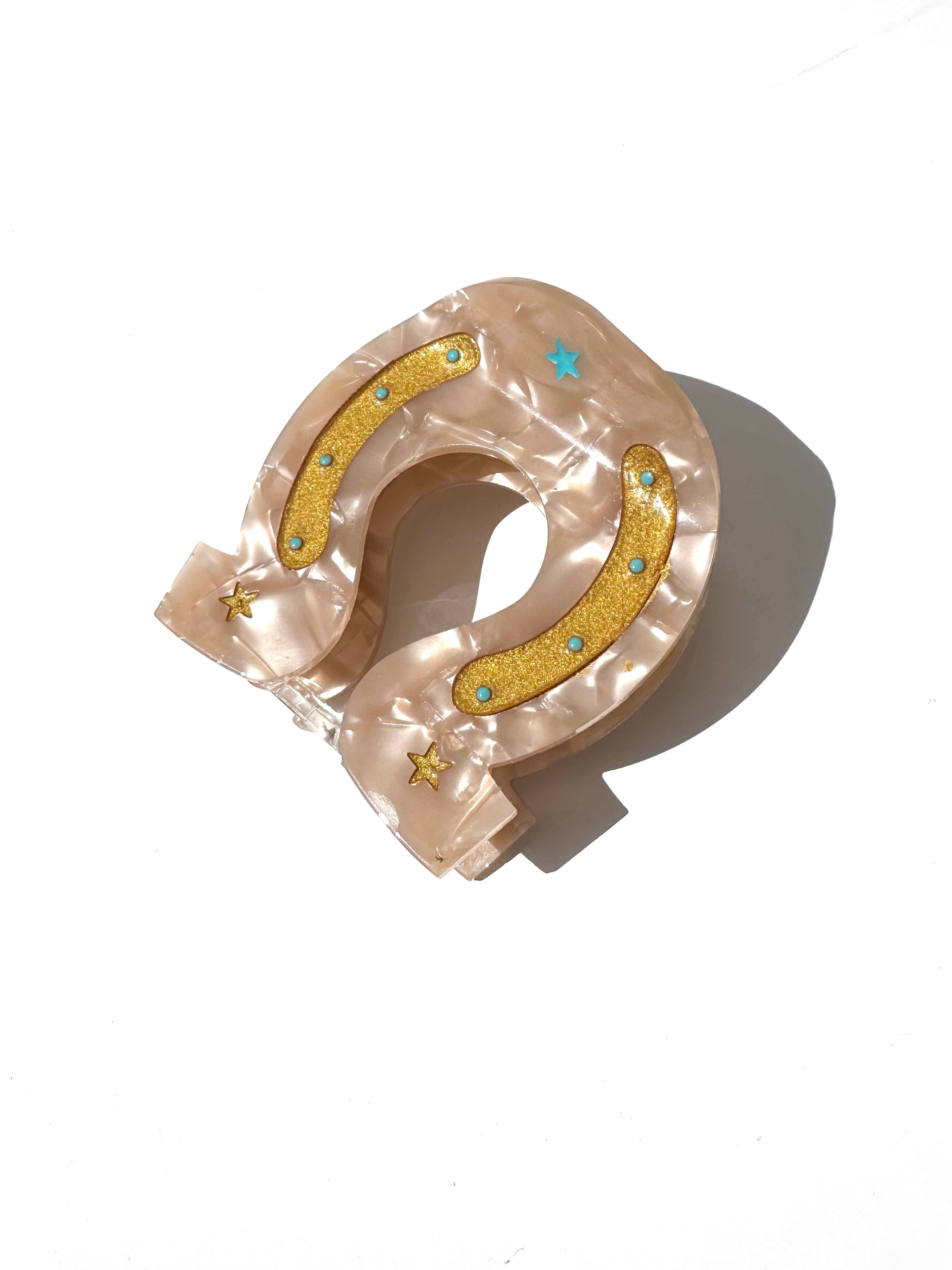 Solar Eclipse Hand-Painted Good Luck Horseshoe Claw Hair Clip