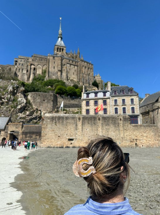 Solar Eclipse Hand-Painted Good Luck Horseshoe Claw Hair Clip