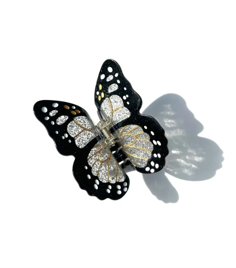 Solar Eclipse Hand Painted Monach Butterfly Claw Hair Clip