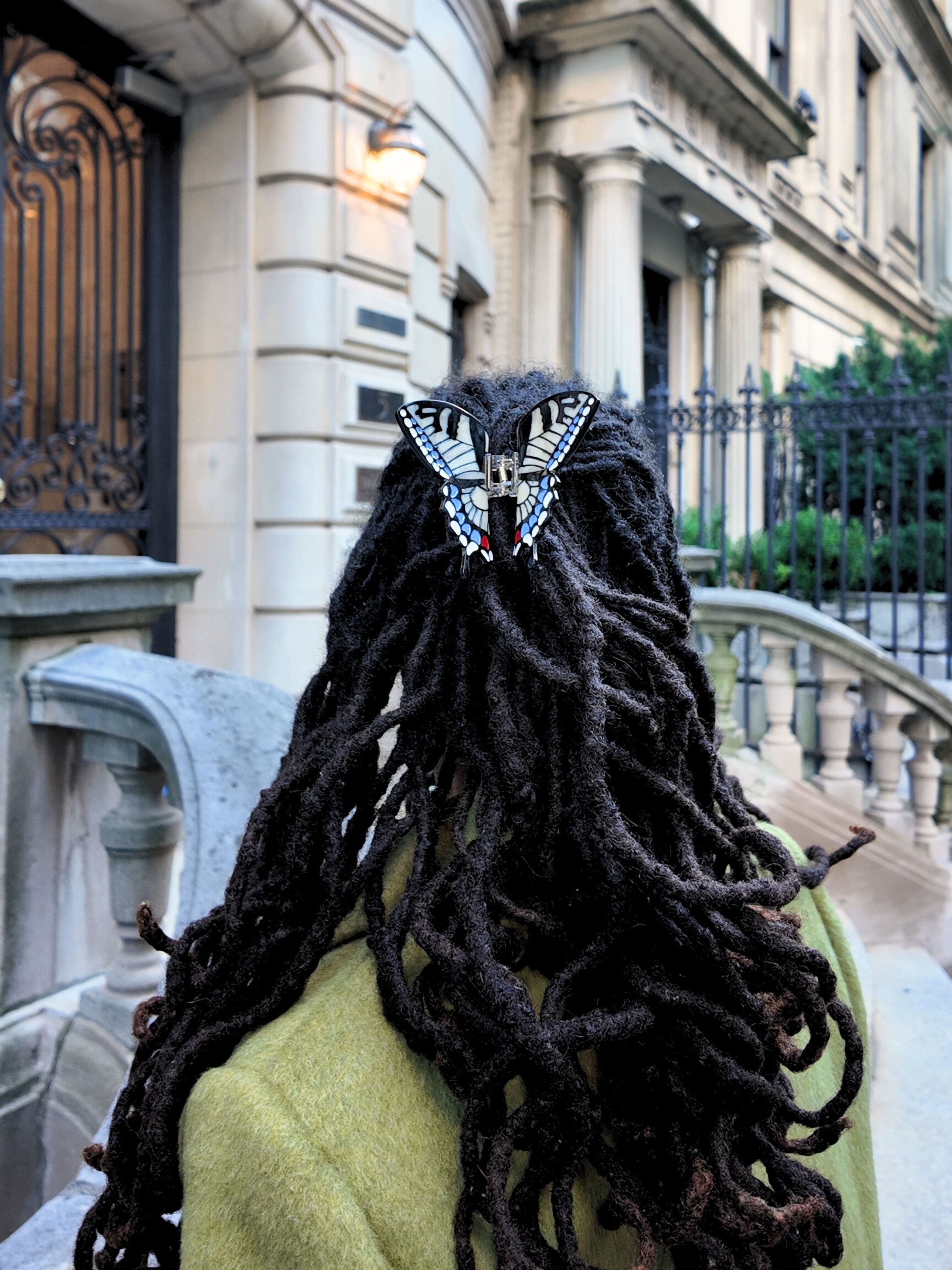 Solar Eclipse Hand-Painted Swallowtail Butterfly Claw Hair Clip