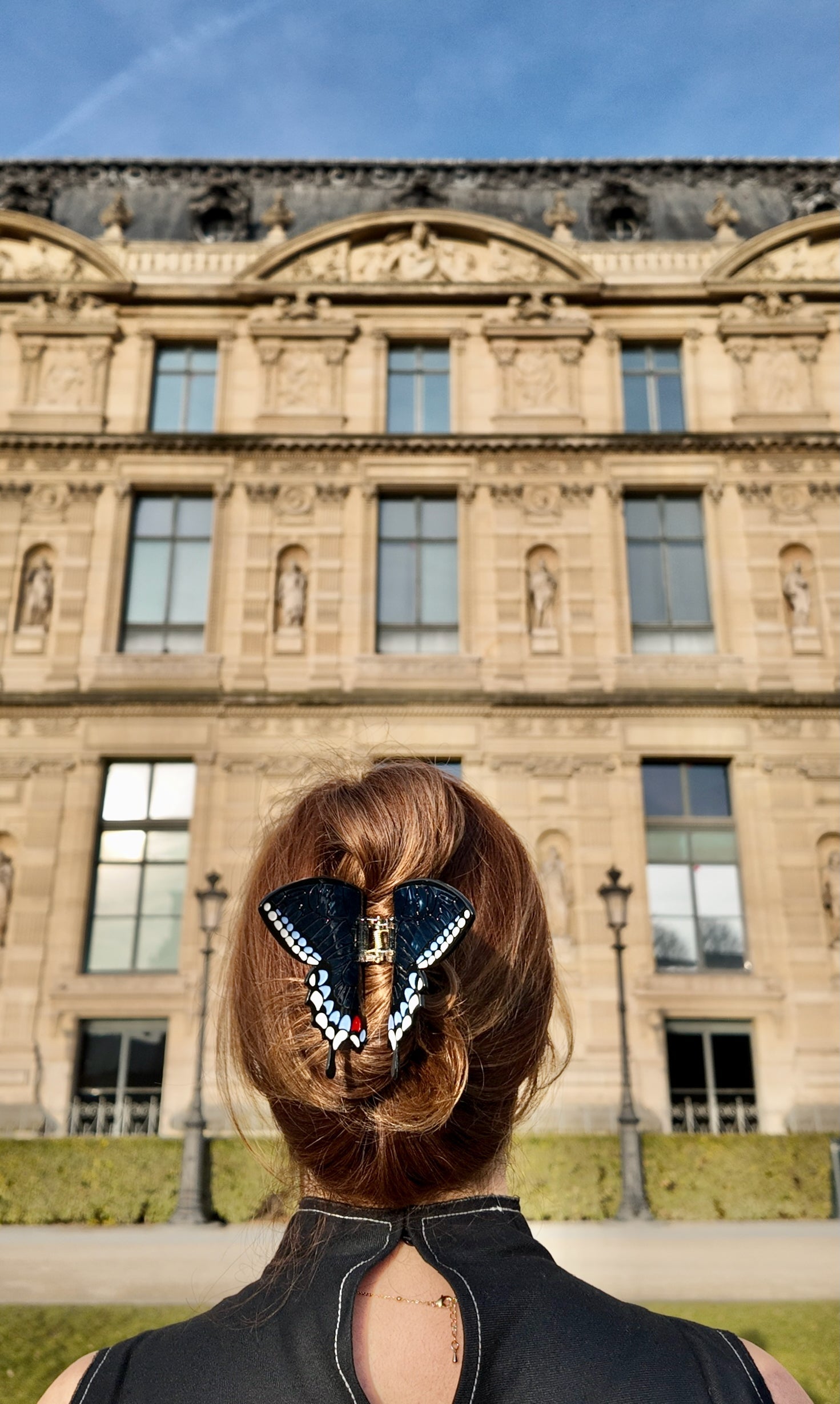 Solar Eclipse Hand-Painted Swallowtail Butterfly Claw Hair Clip