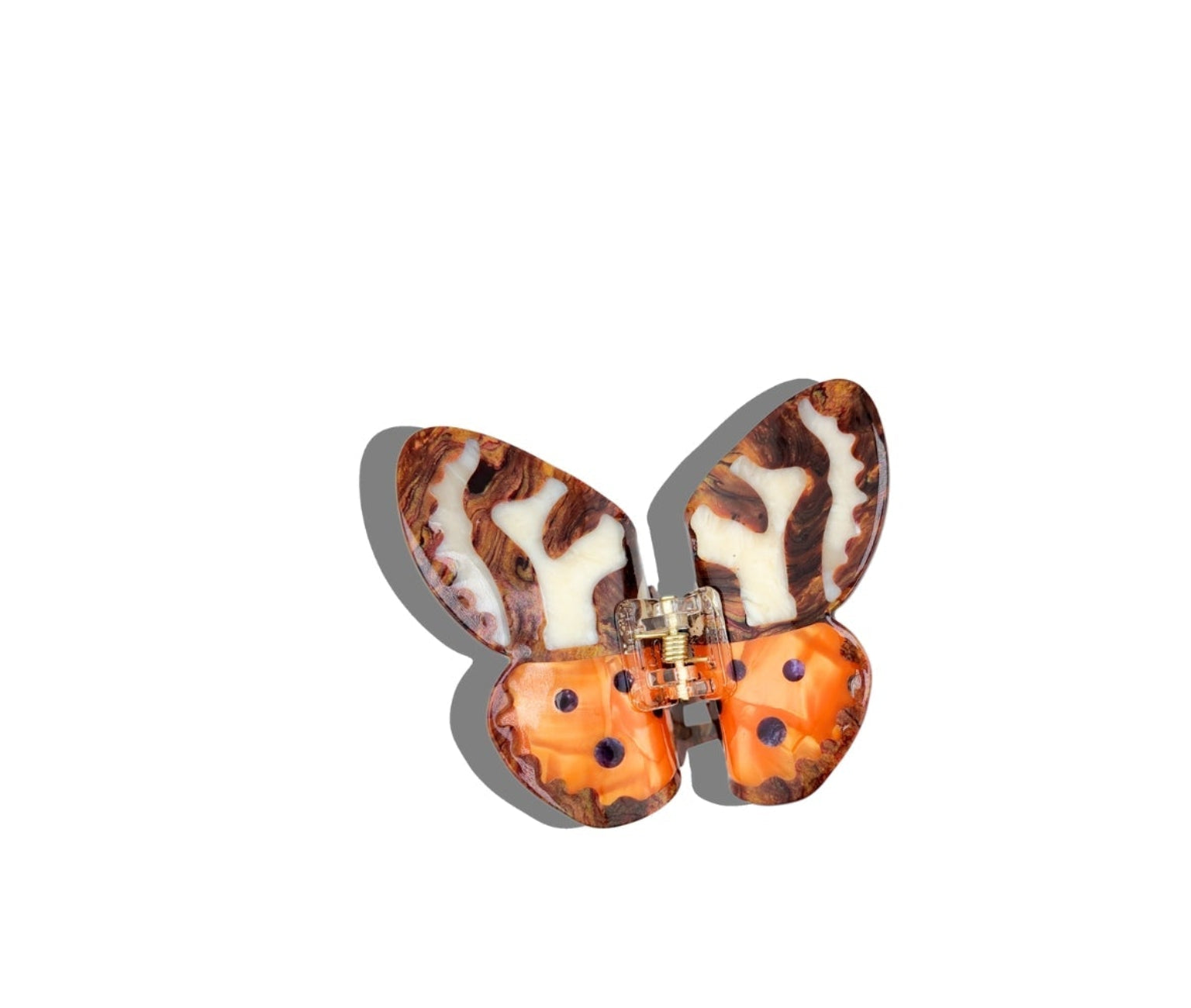 Solar Eclipse Hand-Painted Tiger Moth Claw Hair Clip
