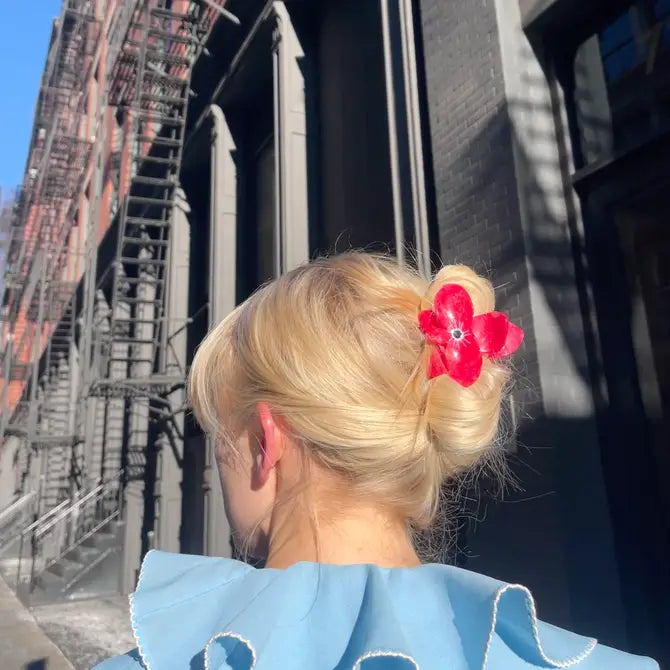 Solar Eclipse Hand-painted Origami Orchid Flower Hair Clip - Orchid