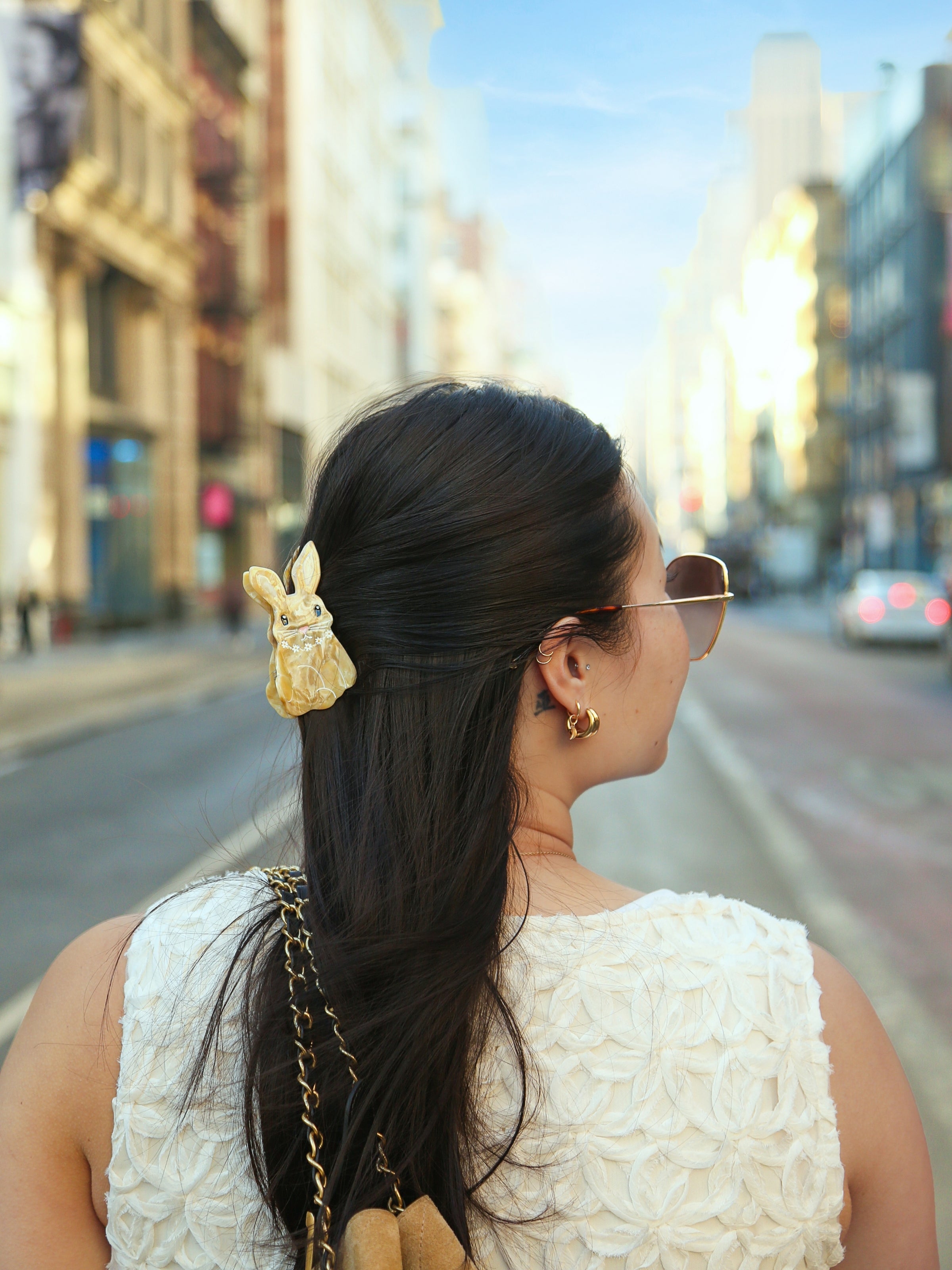 Solar Eclipse Hand-Painted Bunny Claw Hair Clip
