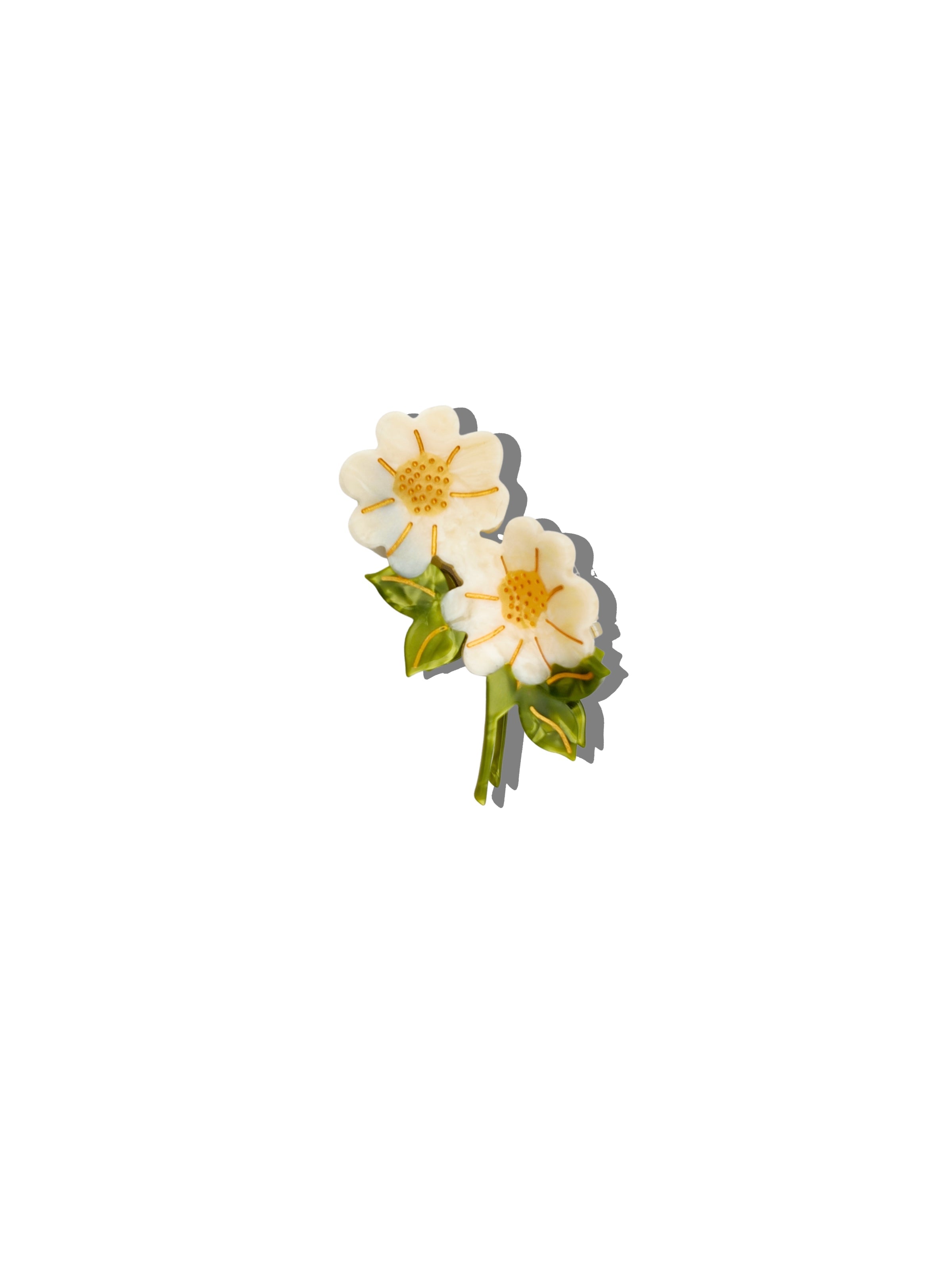 Solar Eclipse Hand-Painted Vintage Daisy Stem Claw Hair Clip