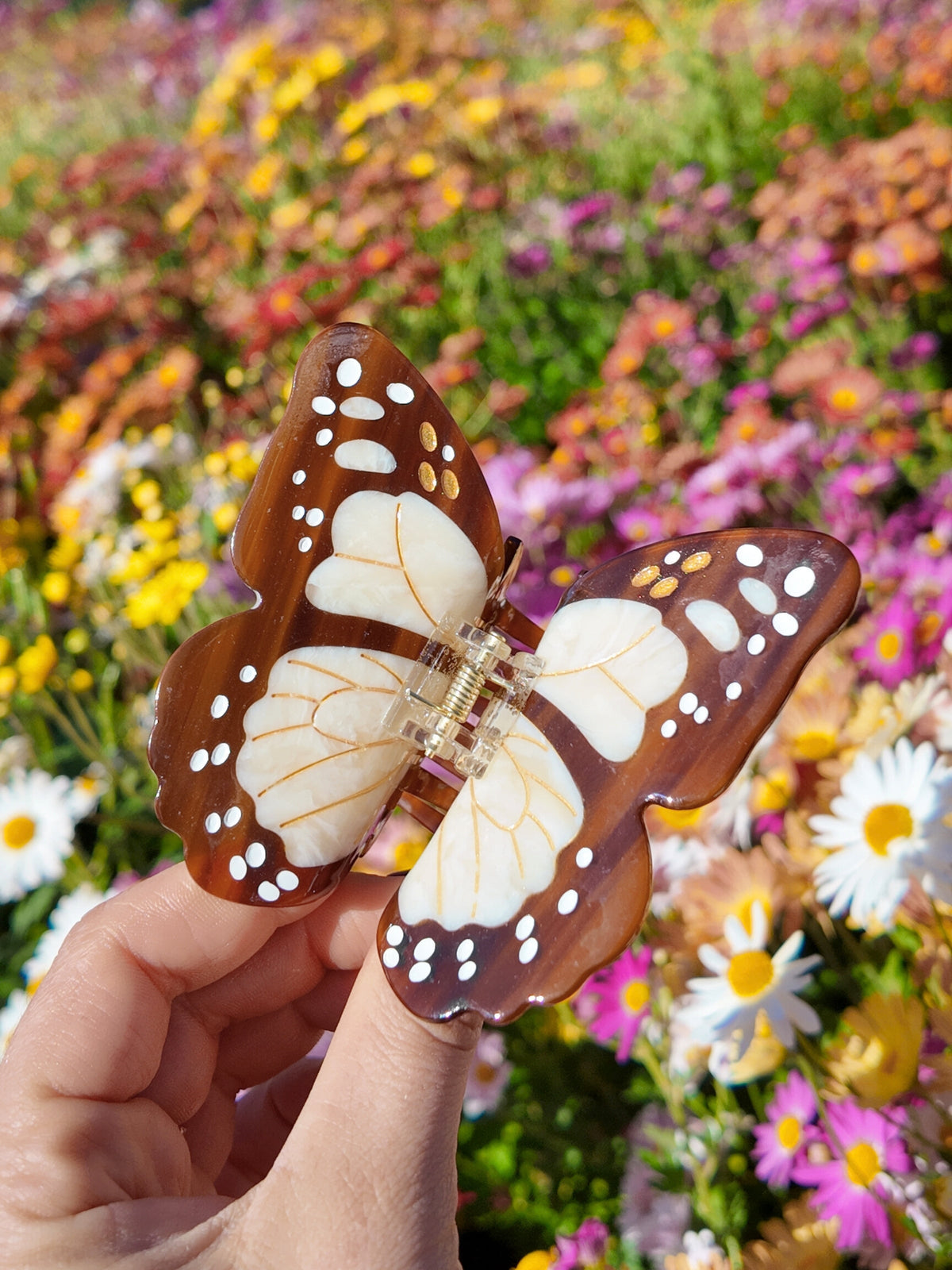 Solar Eclipse and-painted Boho Monarch Claw Hair Clip