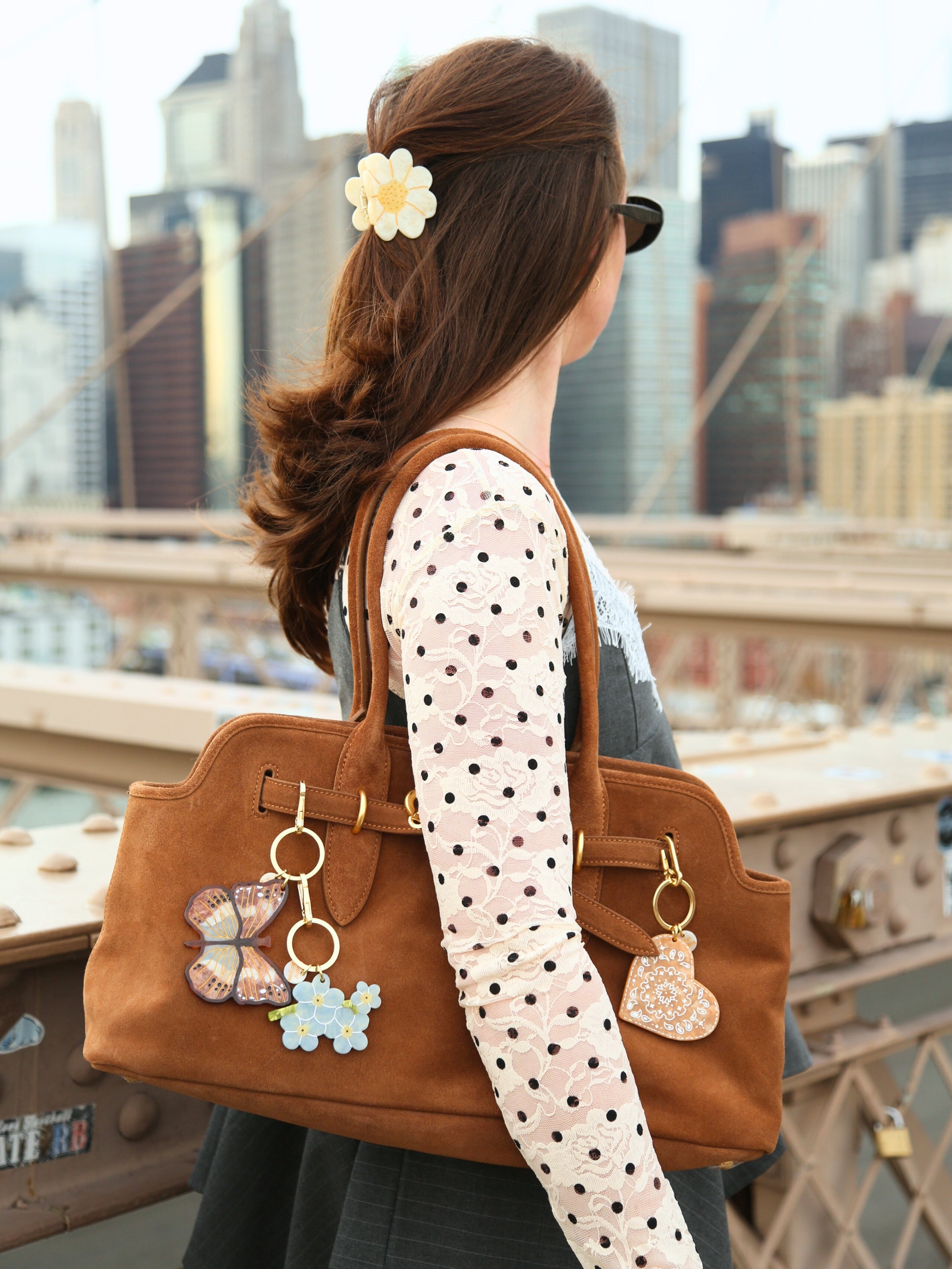 Solar Eclipse Hand-Painted Vintage Daisy Stem Claw Hair Clip