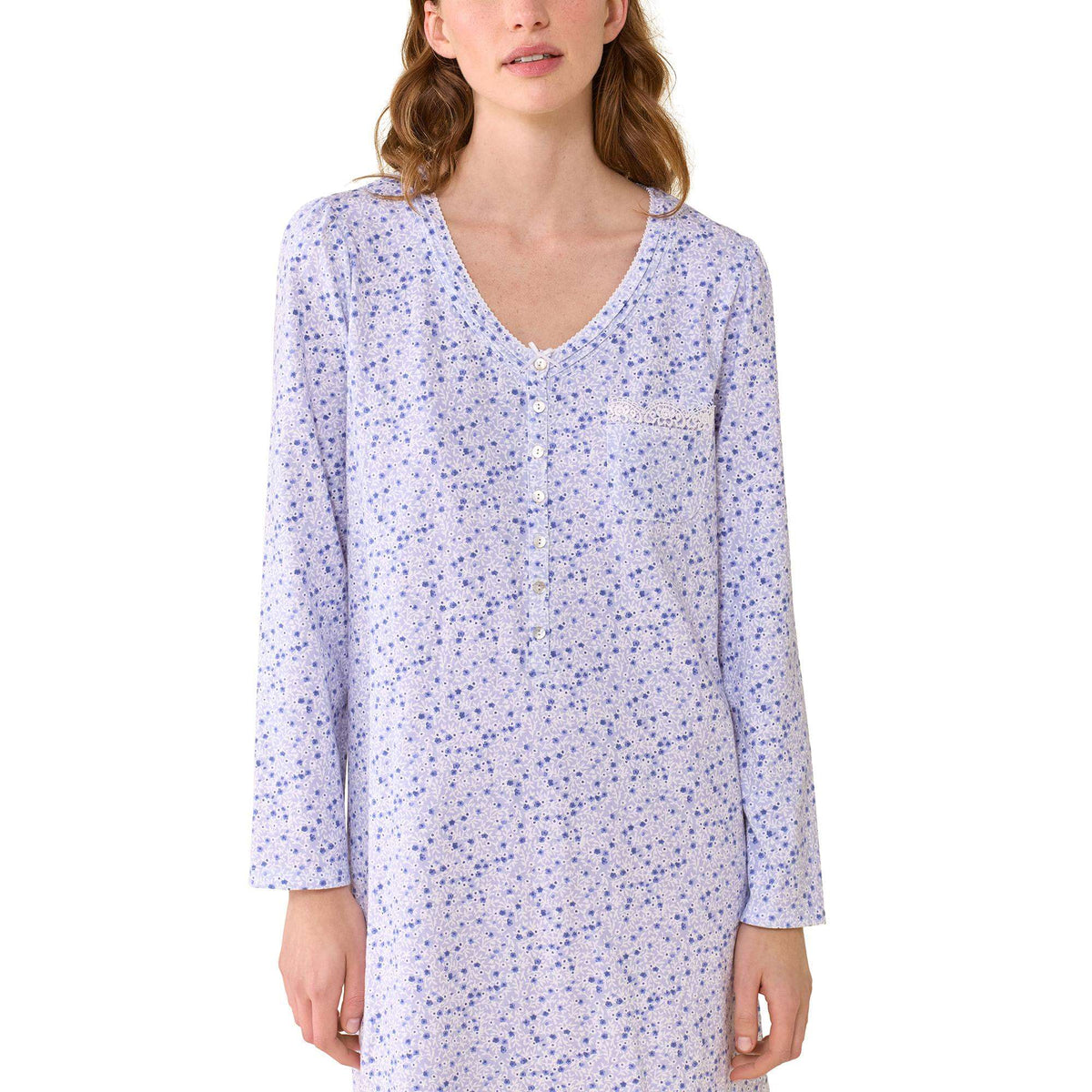 Eileen West Cotton Peached Jersey 36" L/S Nightshirt