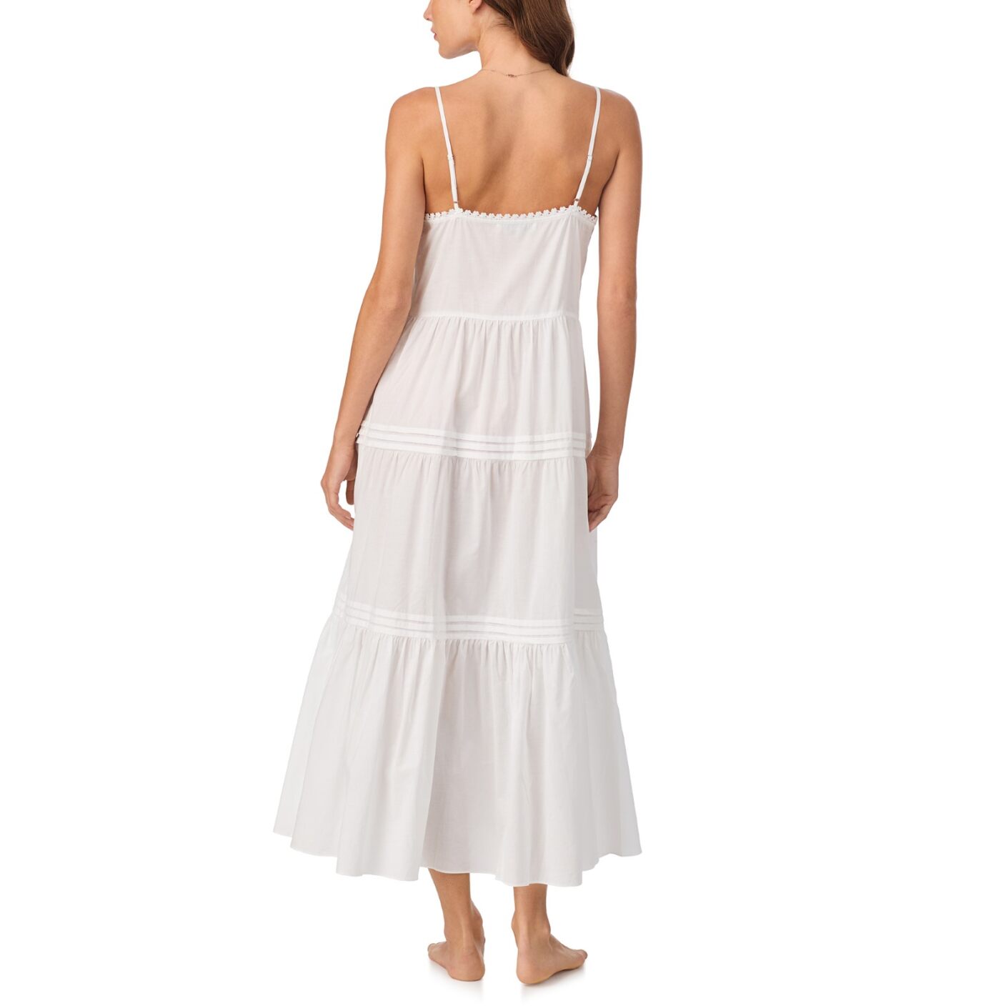 Eileen West Cotton Woven Lawn 50`` Modern Strappy Nightgown