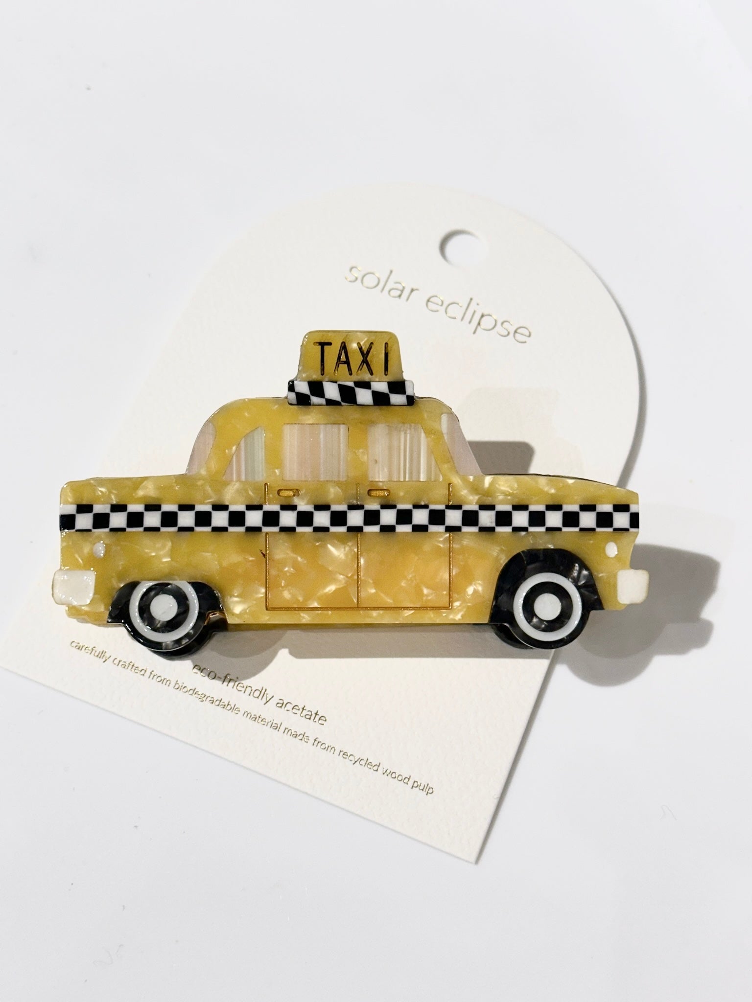 Solar Eclipse Hand-Painted Yellow Taxi Cab Claw Hair Clip