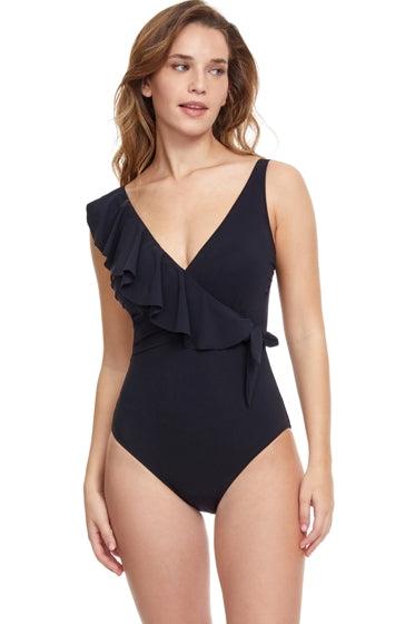 Profile by Gottex Tutti Frutti V-Neck Surplice Ruffle One Piece