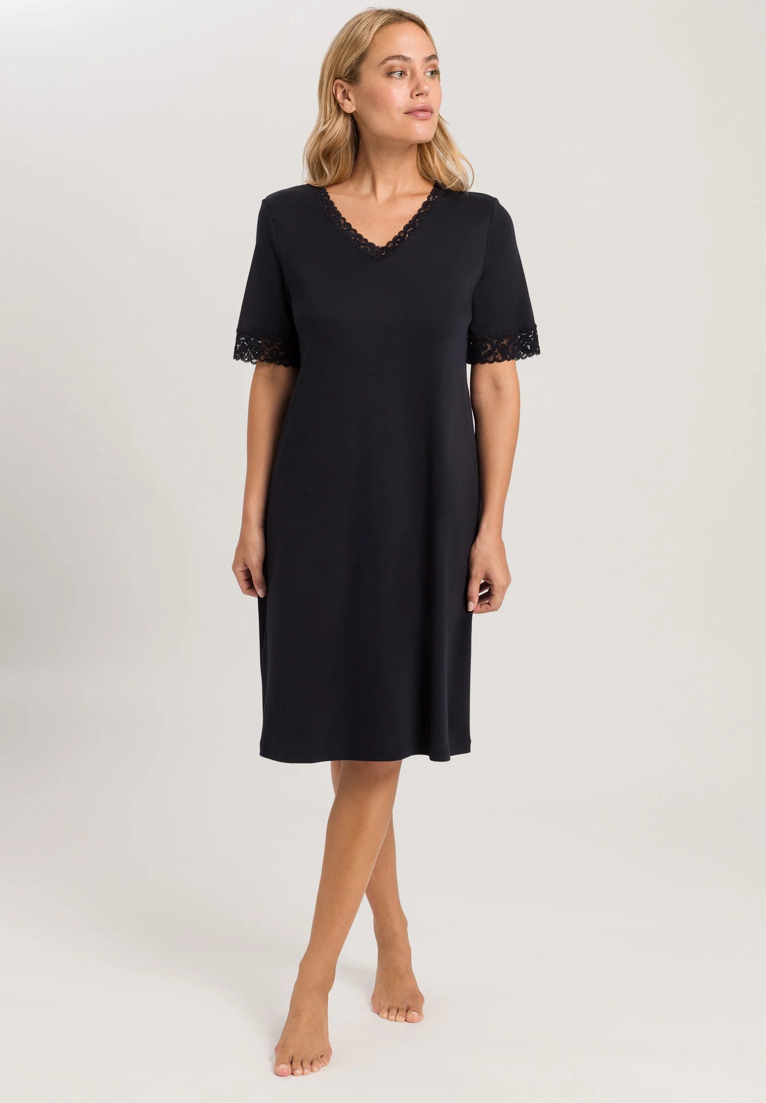 Hanro Moments Lace Trim Cotton Nightgown