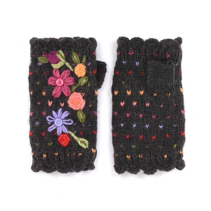 black hand knit warmers