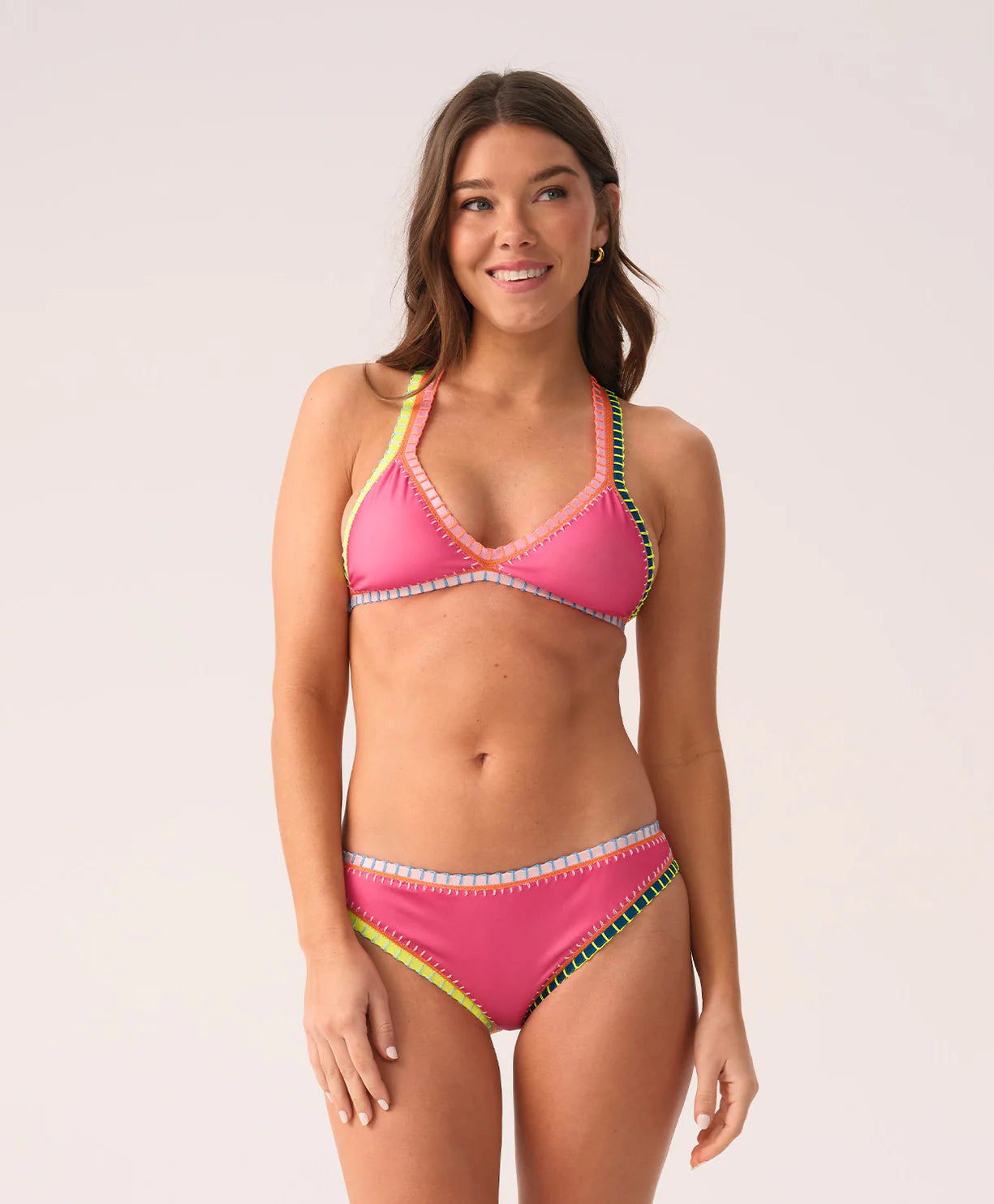PQ Platinum Hot Pink Crochet Trim Scoop Bikini Bottom