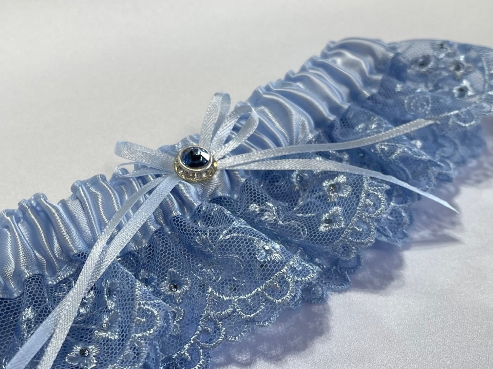 Simply Charming French Lace Garter With Crystals