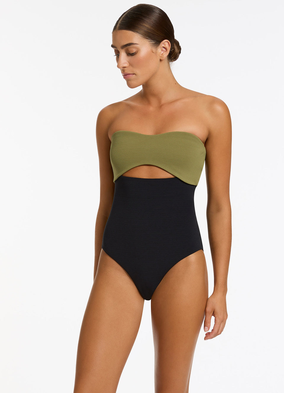 Jets Swim Versa Rib Cut Out Bandeau One Piece