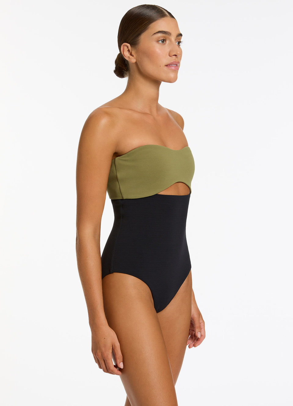 Jets Swim Versa Rib Cut Out Bandeau One Piece