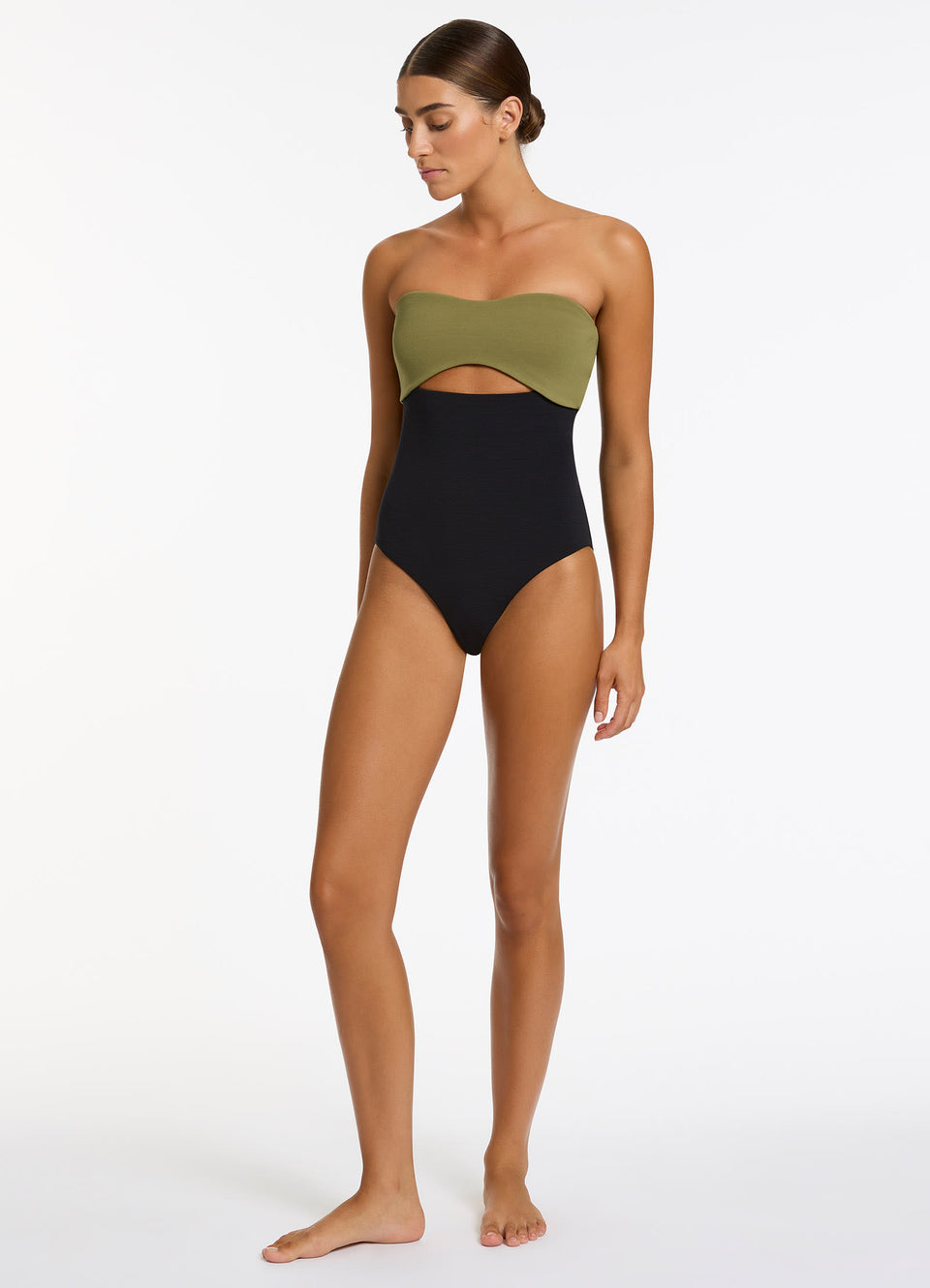 Jets Swim Versa Rib Cut Out Bandeau One Piece