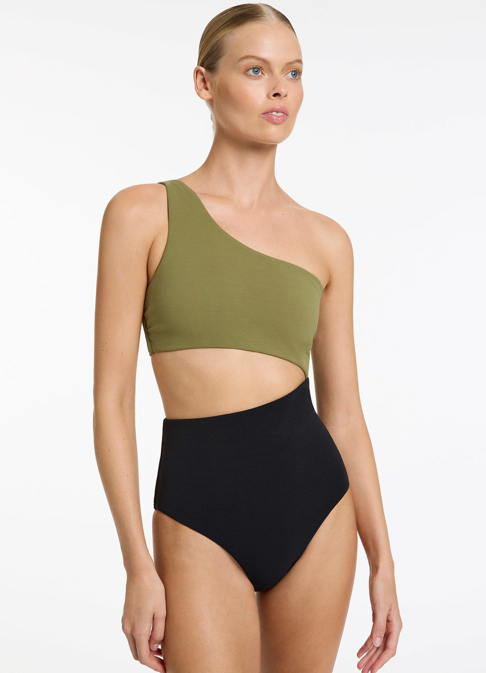 Jets Swim Versa Rib One Shoulder One Piece