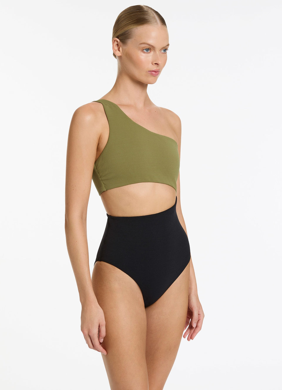 Jets Swim Versa Rib One Shoulder One Piece