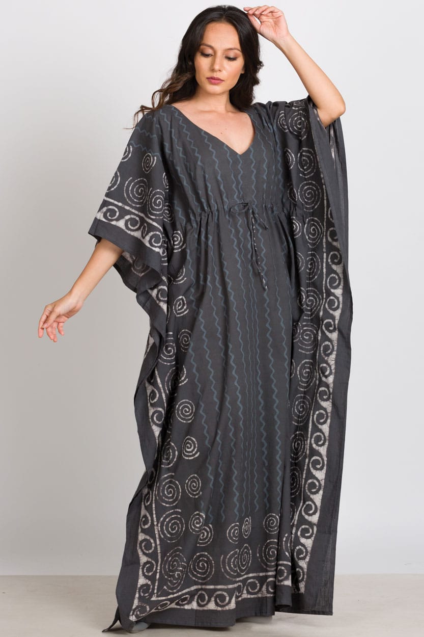 Sevya Handmade Spiral Block Print Caftan