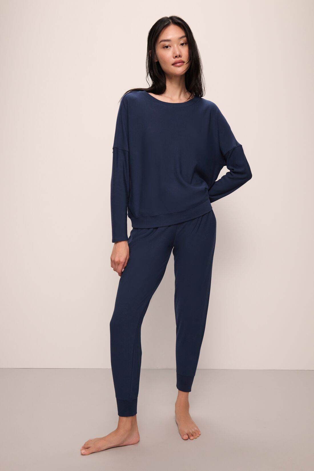 Eberjey Softest Sweats Boat Neck Pullover Blue