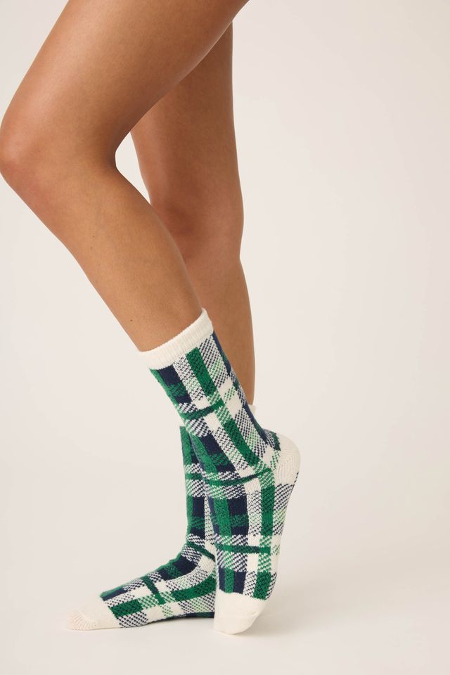 P.J. Salvage Let`s Get Cozy Plaid Crew Sock