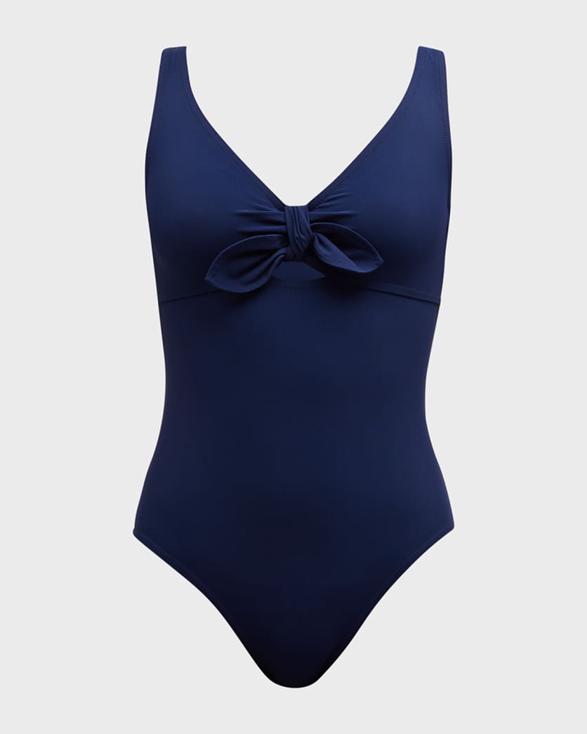 One piece swimsuit with a v neckline