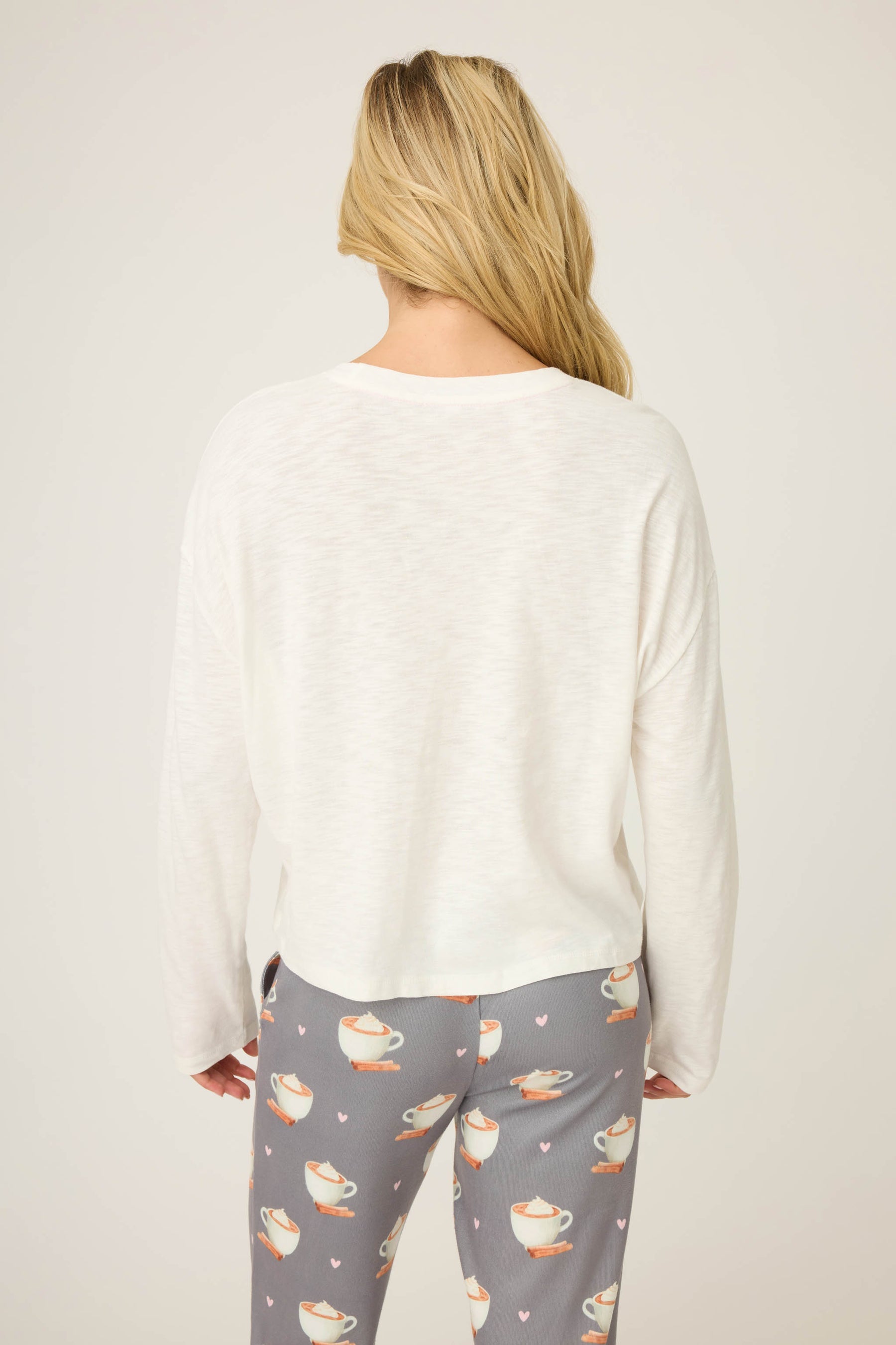 P.J. Salvage Love You A Latte Coffee Print Long Sleeve Top